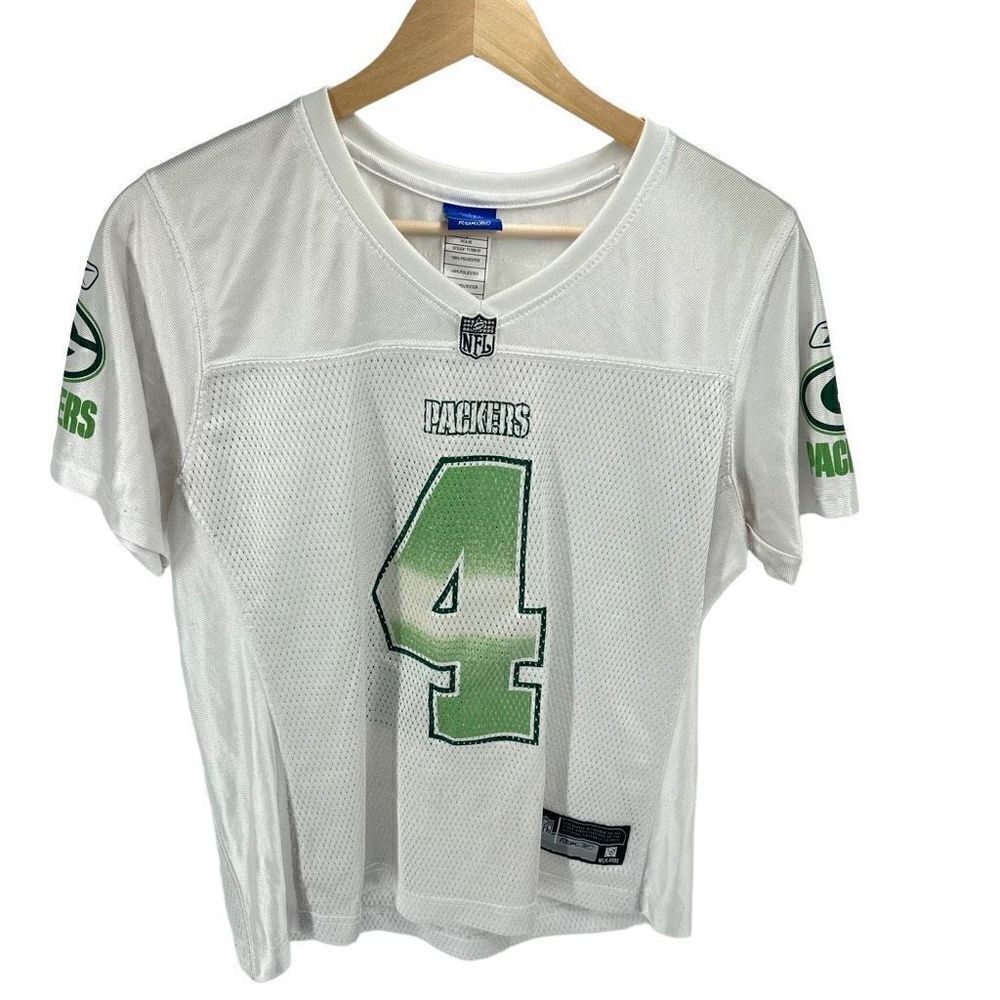NFL Womens Brett Favre #4 Green Bay Packers Jersey Football White Green Medium